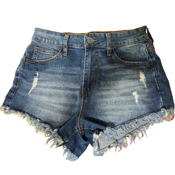 No Boundaries Denim Cutoff Shorts, Size 7 - Picture 1 of 3